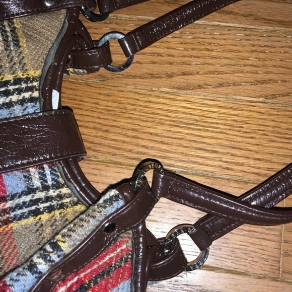 Vera Bradley Dual Strap Quilted Plaid Shoulder Bag Red, Blue, Tan - Picture 4 of 15